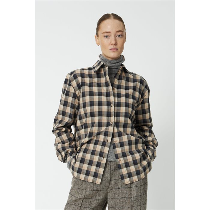 Stella Nova - Oversized Checked Shirt - Beige/black