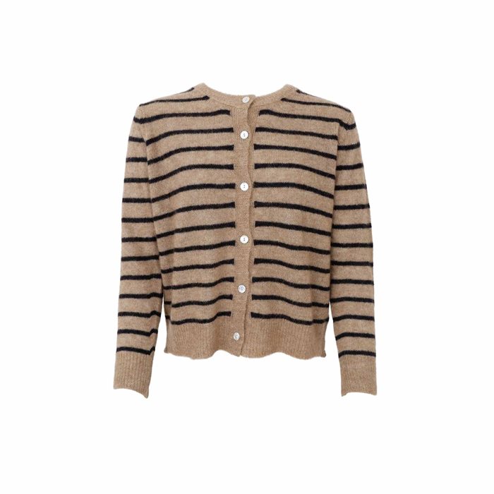 Black Colour - BCDELL striped knit cardigan - Taupe