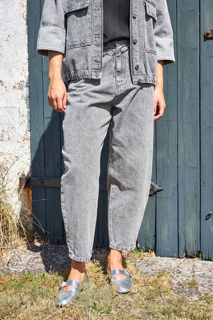 Black Colour - BCIZZY Denim Barrel Pants - Grey