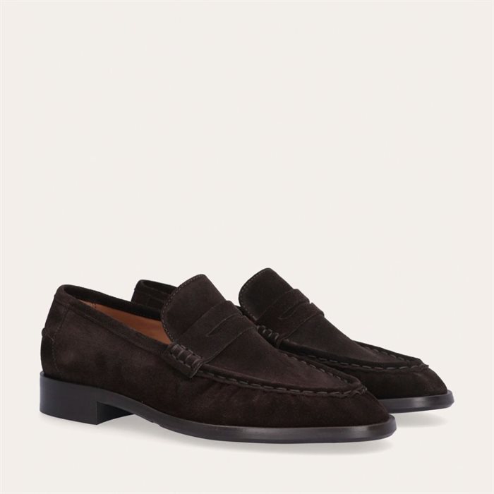 Billi Bi - Loafer i mørkebrunt ruskind