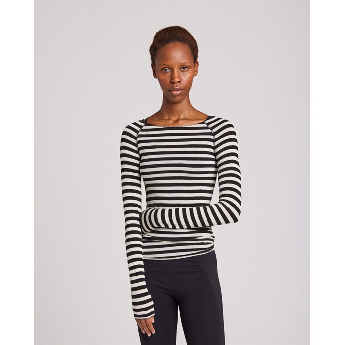 Gai - Lisva - Amalie Stripe L/S Wool Top - Off White/Black