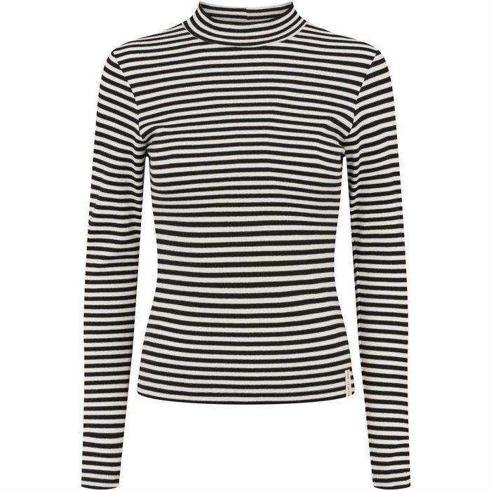 Esmé Studios - ESBlossom Stripe LS Turtleneck - Sort/Hvid
